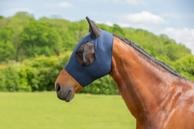 Hy Equestrian Lycra Flex Fly Mask - Navy-1